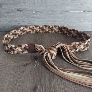 New York & Company Brown Tan Braided Leather Belt M/L